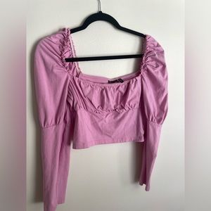 ASOS bubblegum pink puff sleeve crop top